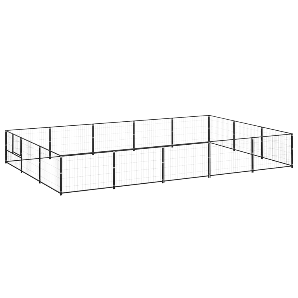 Dog Kennel Black 15 m2 Steel - Style and Chic