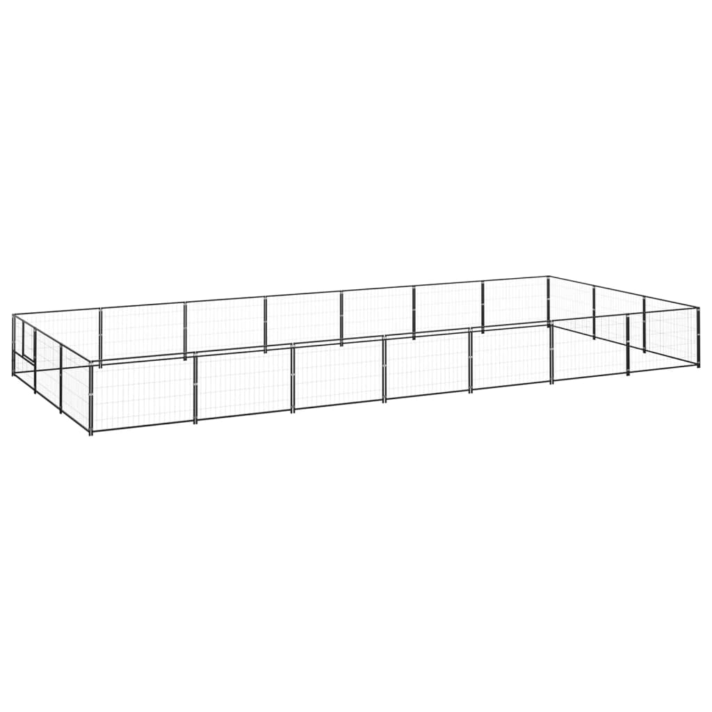 Dog Kennel Black 21 m2 Steel - Brittle & Co