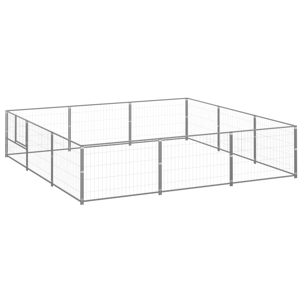 Dog Kennel Silver 9 m2 Steel - Merlin Deals