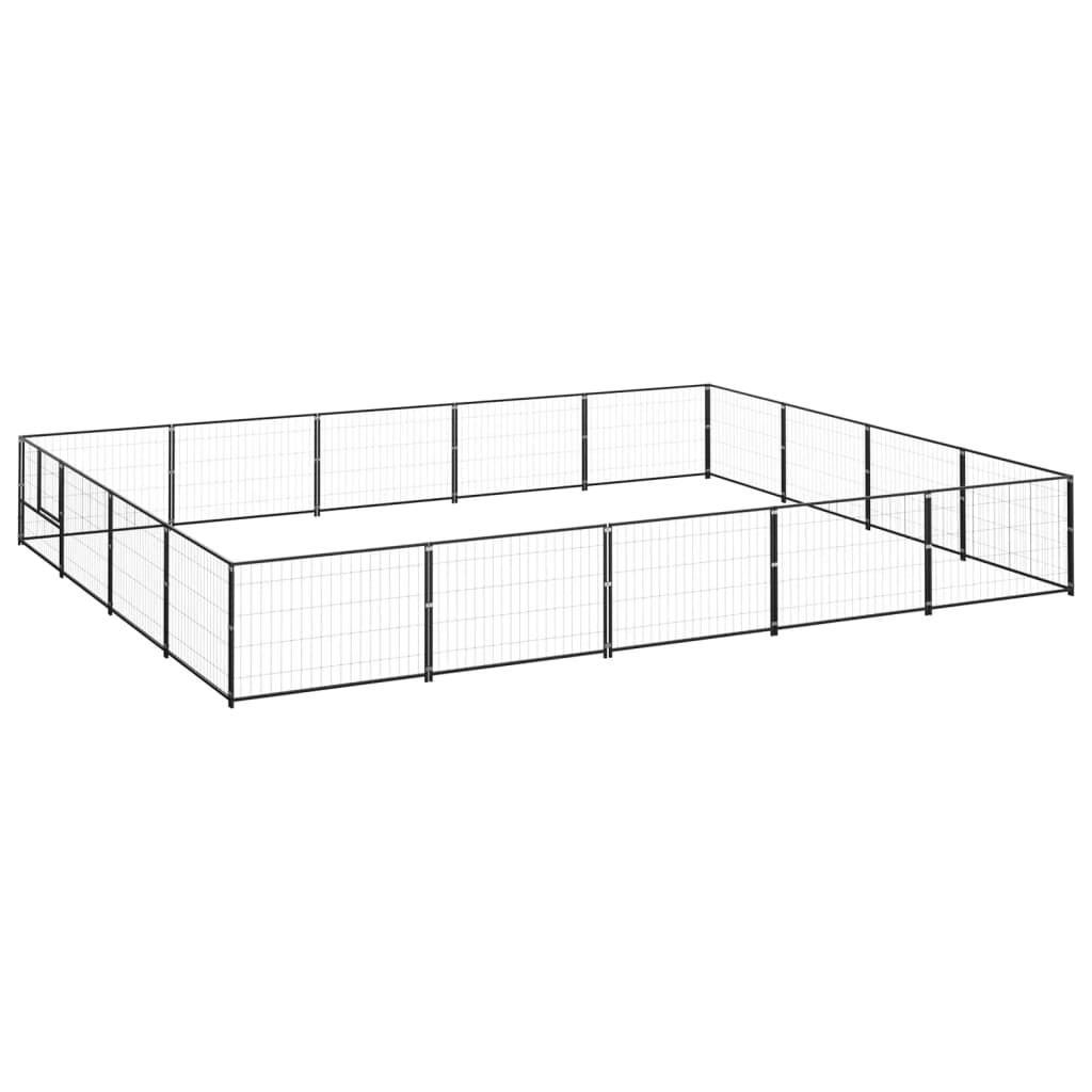 Dog Kennel Black 20 m2 Steel - Brittle & Co