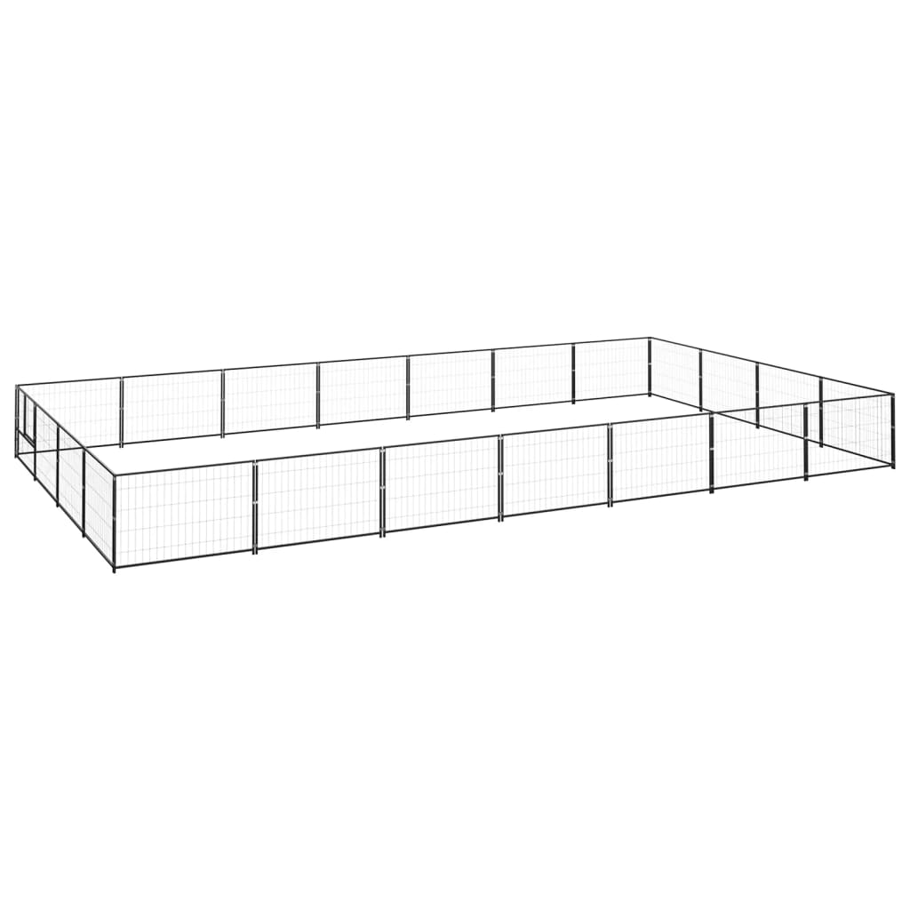 Dog Kennel Black 28 m2 Steel - Tyrell & Tyrell