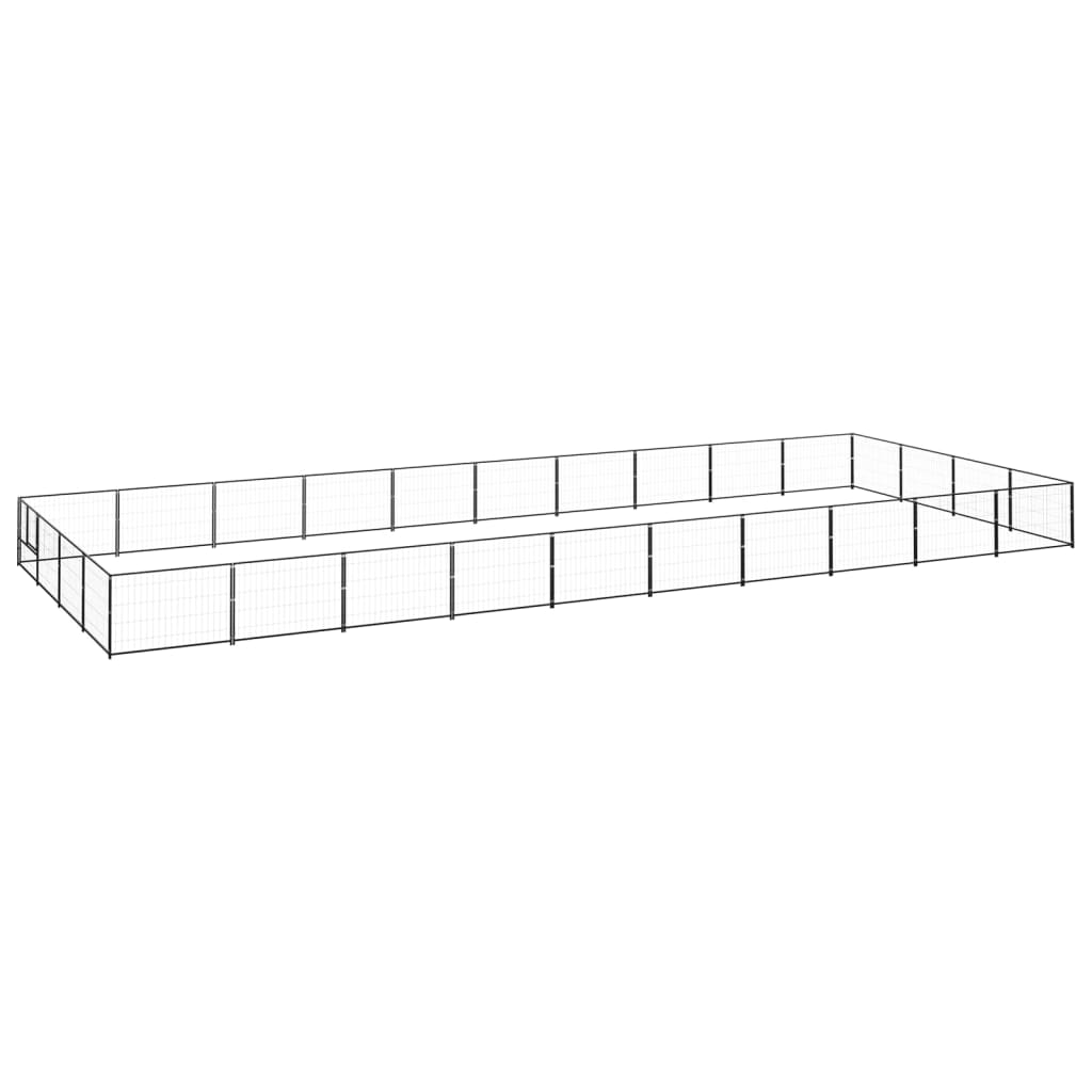 Dog Kennel Black 40 m2 Steel - All Things Good