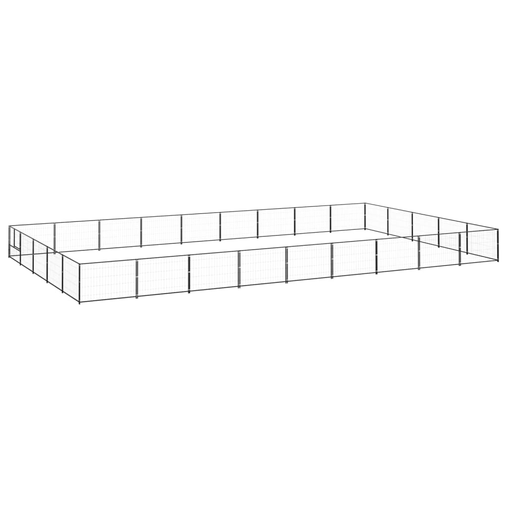 Dog Kennel Black 45 m2 Steel - All Things Good