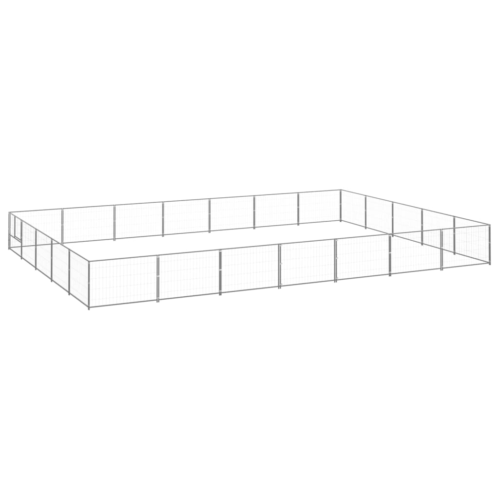 Dog Kennel Silver 35 m2 Steel - Brittle & Co