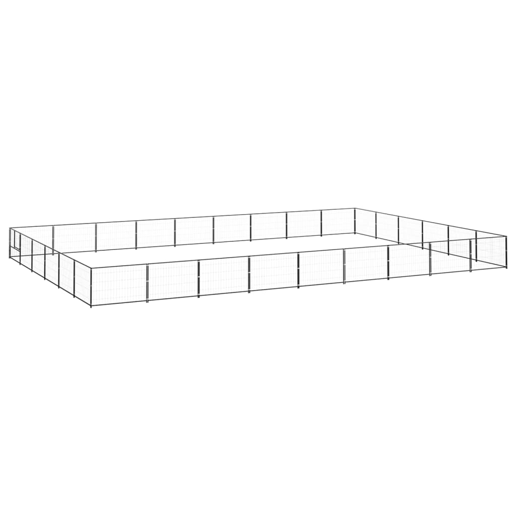 Dog Kennel Black 54 m2 Steel - Merlin Deals