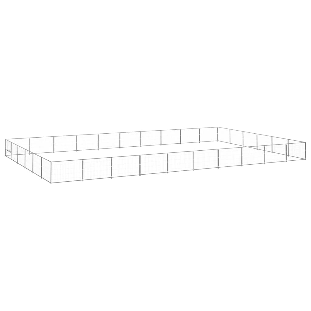 Dog Kennel Silver 60 m2 Steel - The Home Maker