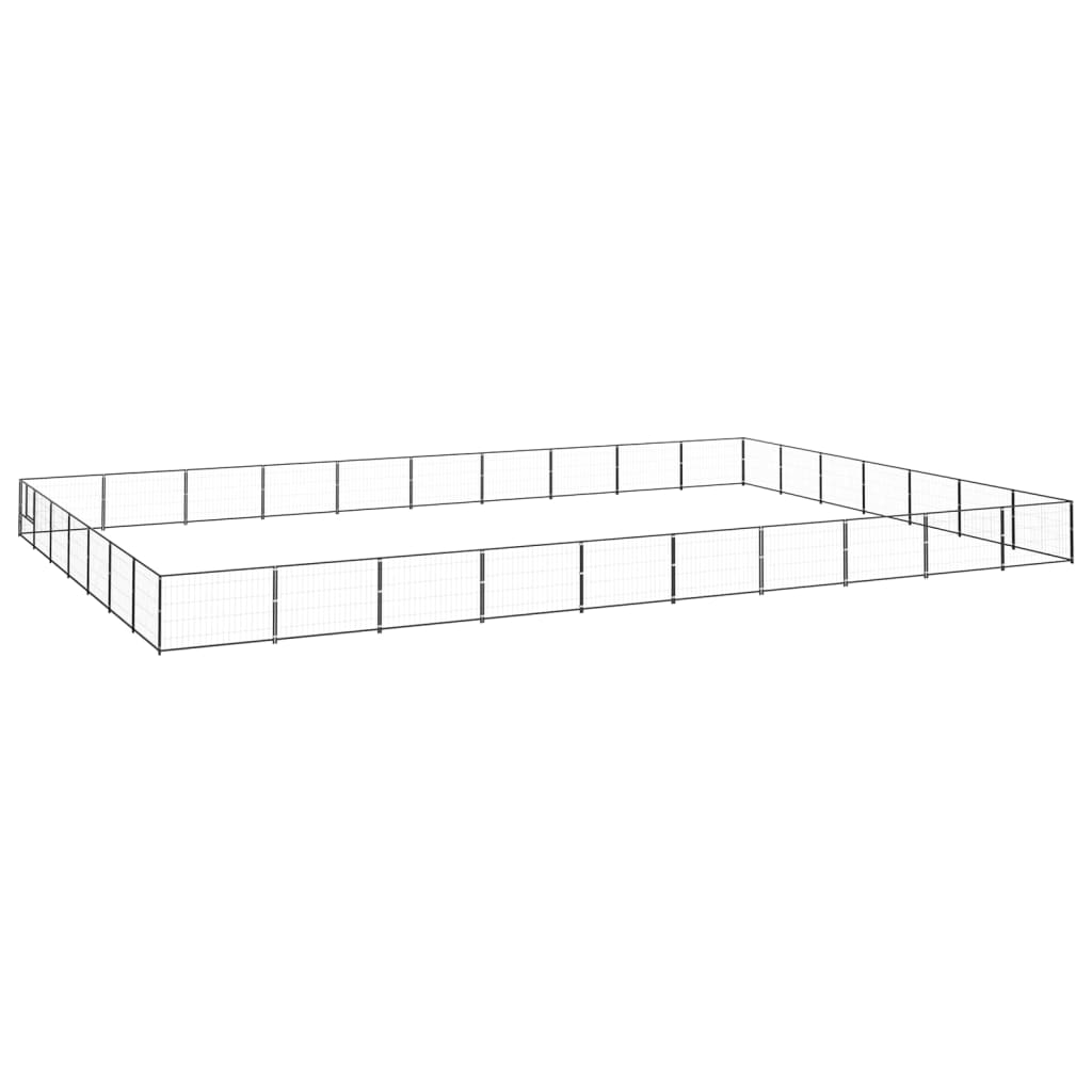 Dog Kennel Black 70 m2 Steel - All Things Good