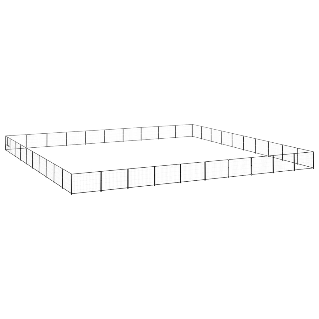 Dog Kennel Black 100 m2 Steel - Style and Chic