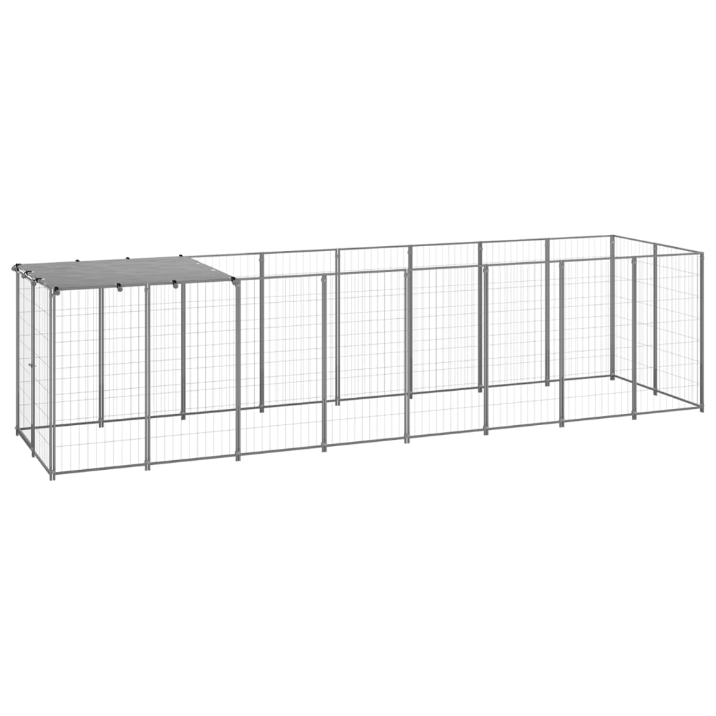 Dog Kennel Silver 4.84 m2 Steel - Sid & Sam