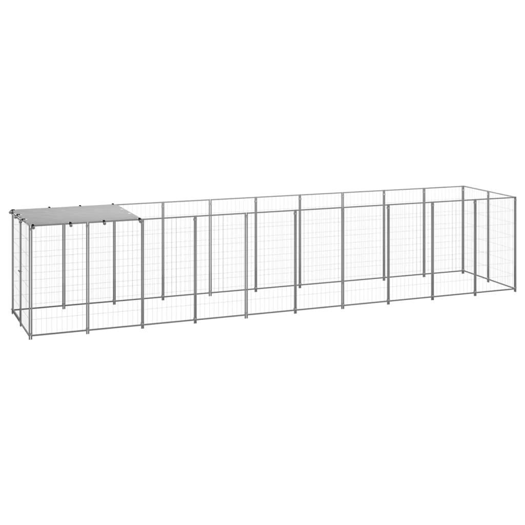 Dog Kennel Silver 6.05 m2 Steel - Millennium Furniture