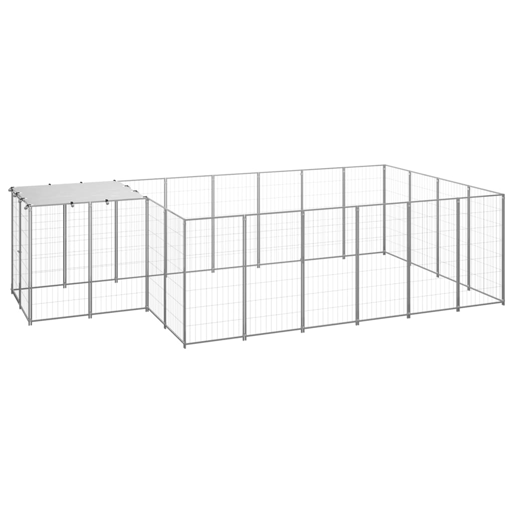 Dog Kennel Silver 8.47 m2 Steel - Tyrell & Tyrell