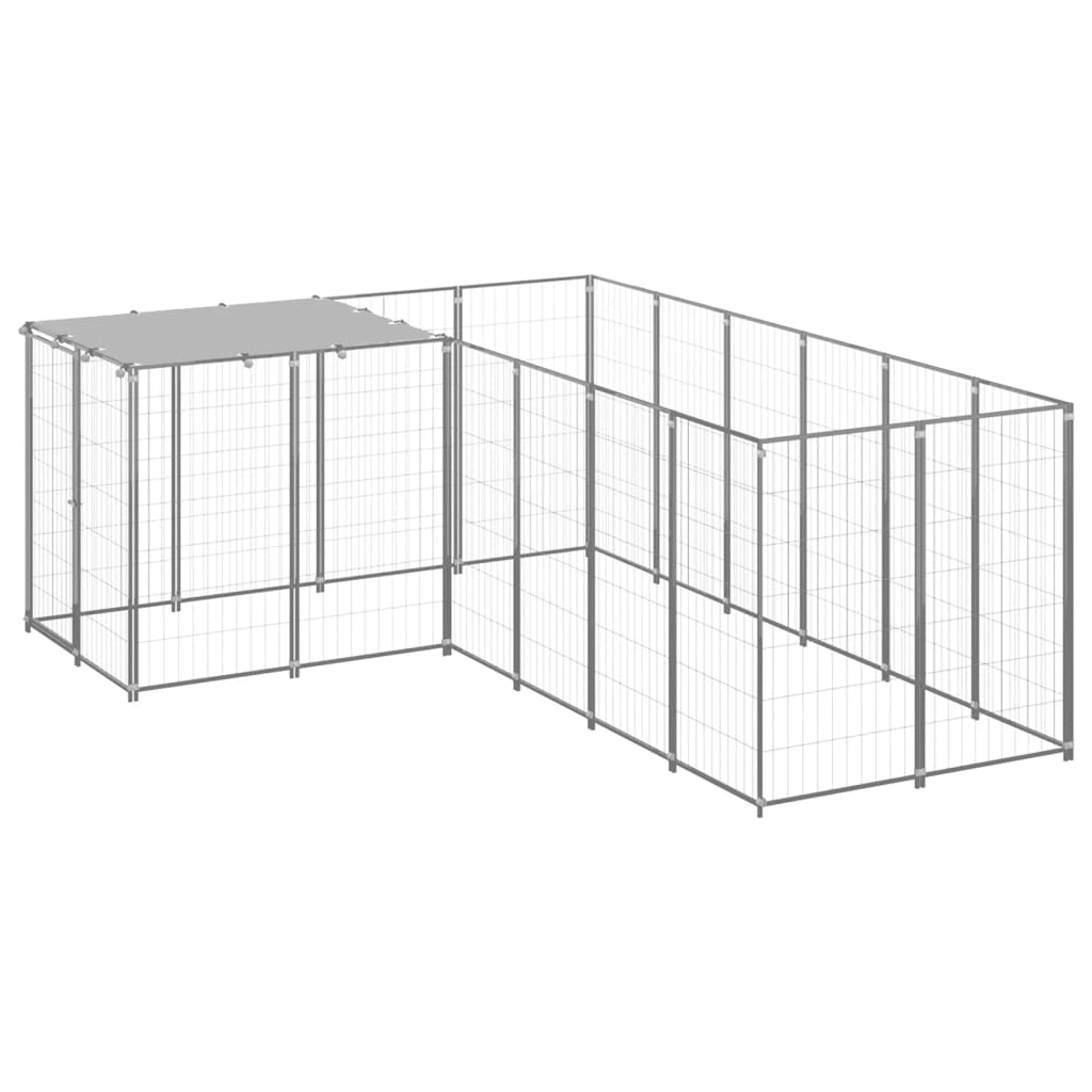Dog Kennel Silver 4.84 m2 Steel - Style and Chic