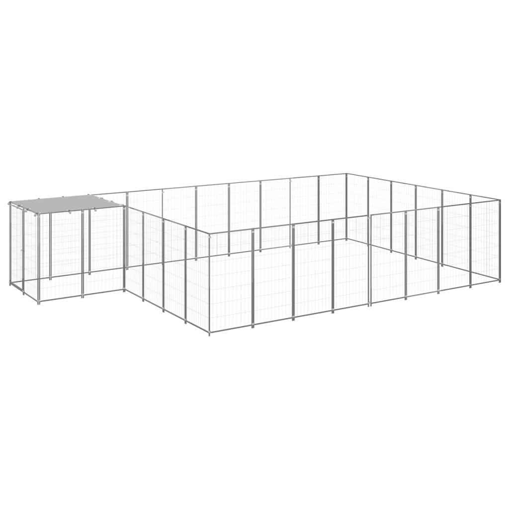 Dog Kennel Silver 15.73 m2 Steel - Brittle & Co