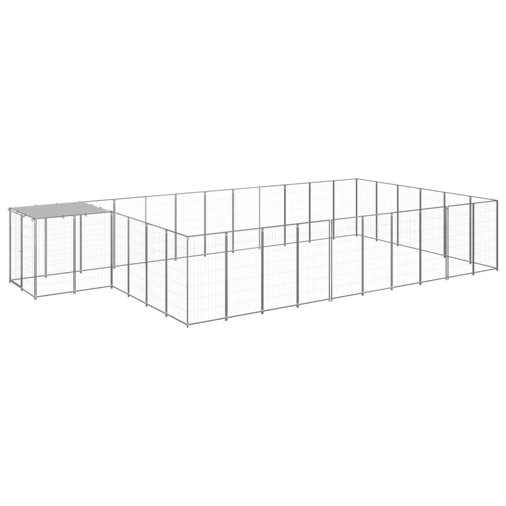 Dog Kennel Silver 19.36 m2 Steel - Sid & Sam