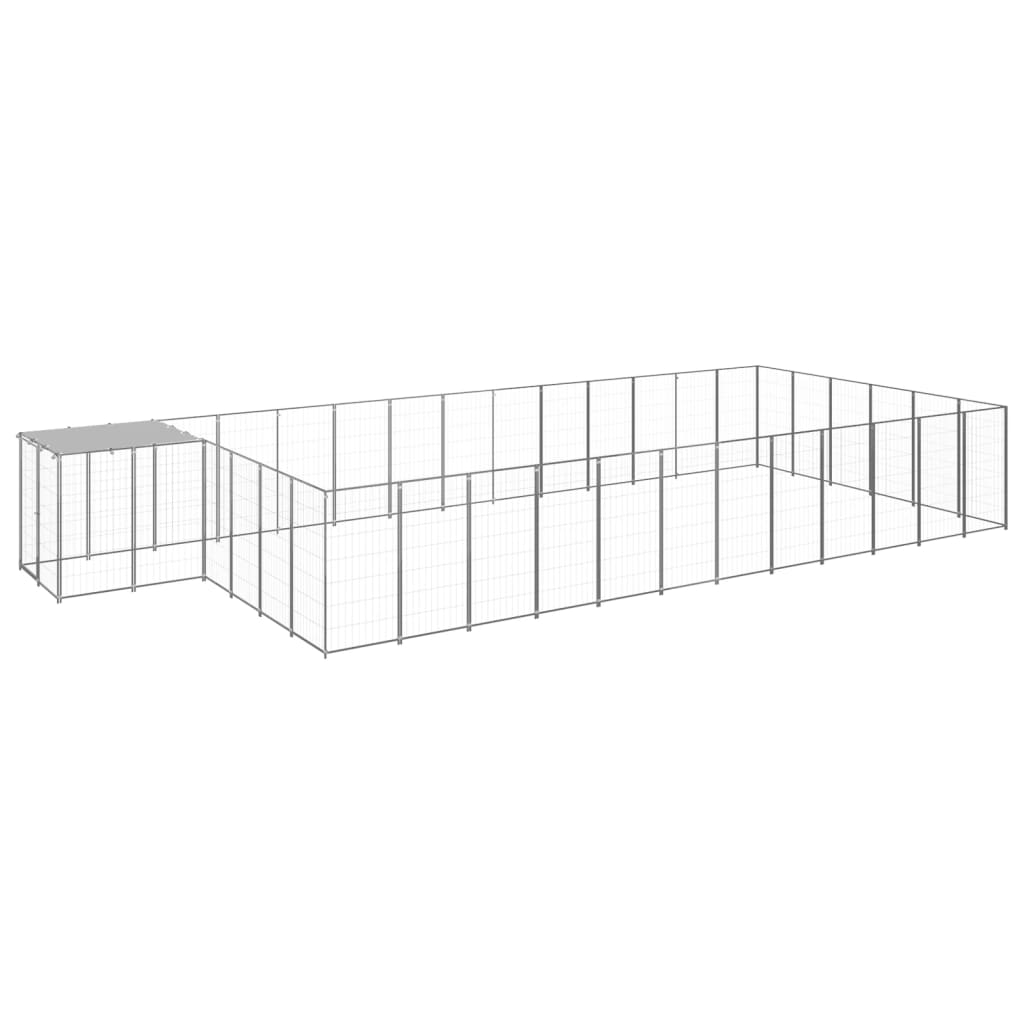 Dog Kennel Silver 22.99 m2 Steel - Brittle & Co