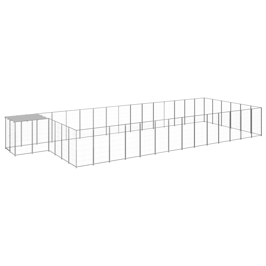 Dog Kennel Silver 26.62 m2 Steel - Style and Chic