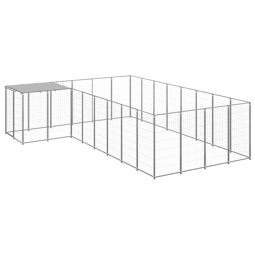 Dog Kennel Silver 10.89 m2 Steel - Style and Chic