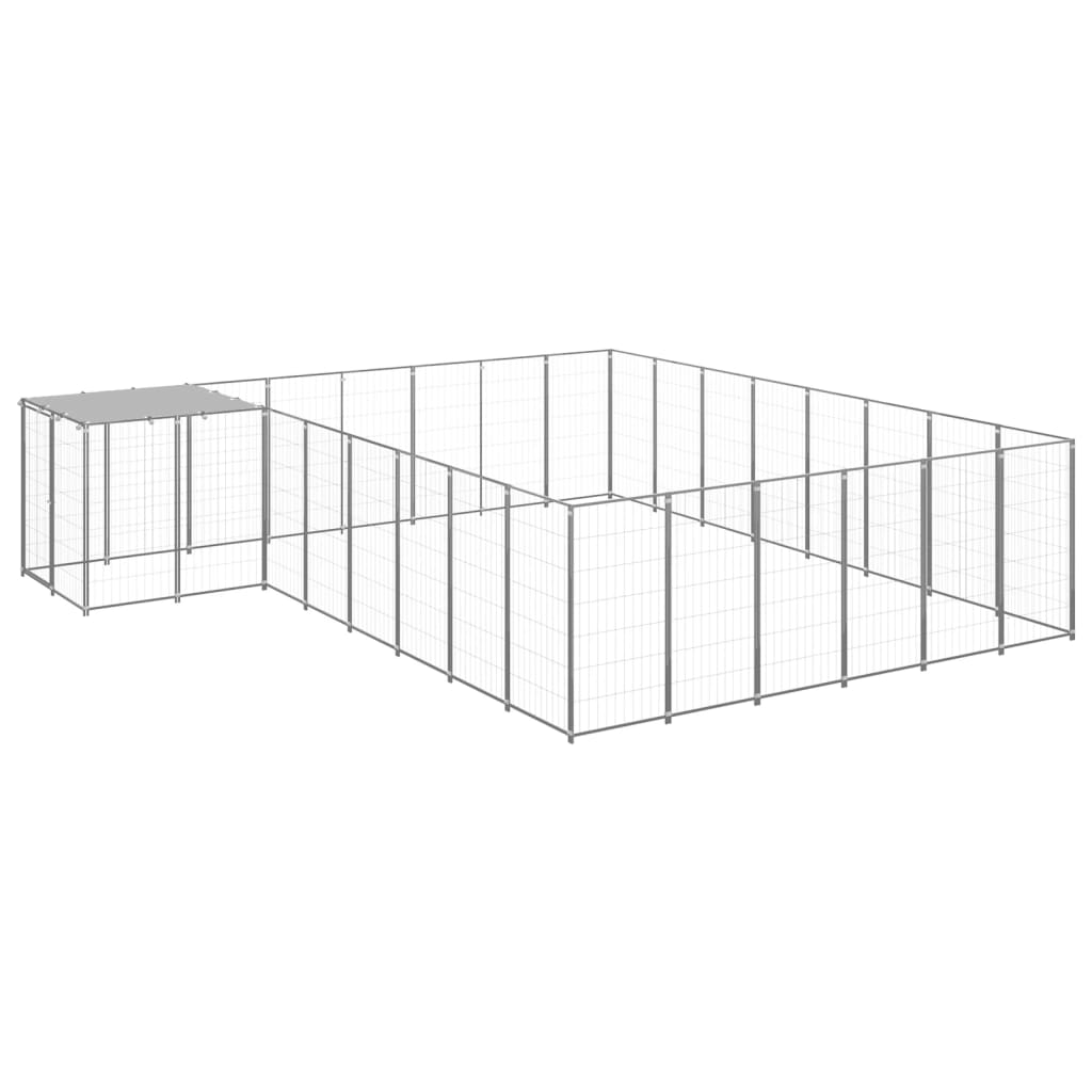 Dog Kennel Silver 15.73 m2 Steel - Direct Imports