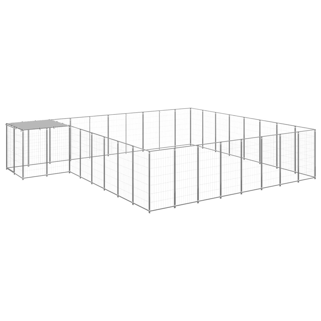 Dog Kennel Silver 20.57 m2 Steel - Merlin Deals