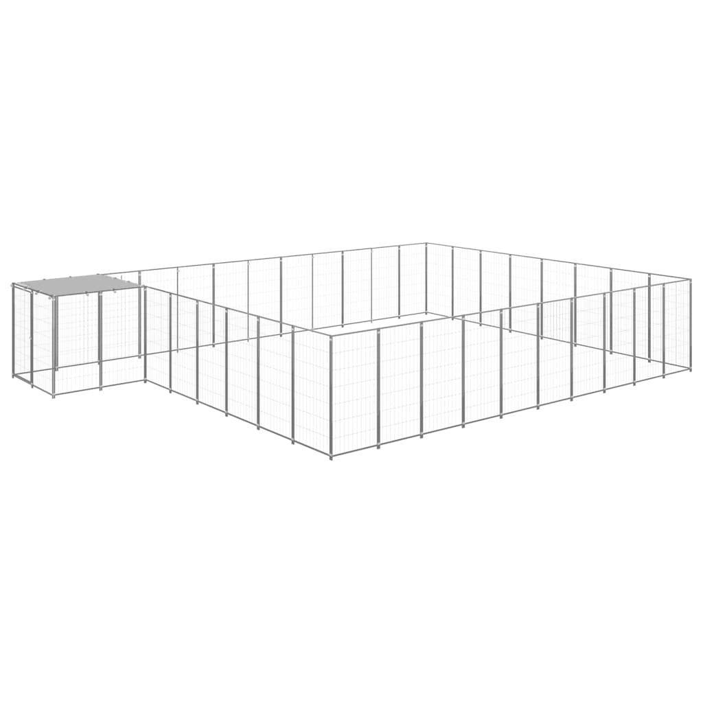 Dog Kennel Silver 25.41 m2 Steel - The Home Maker