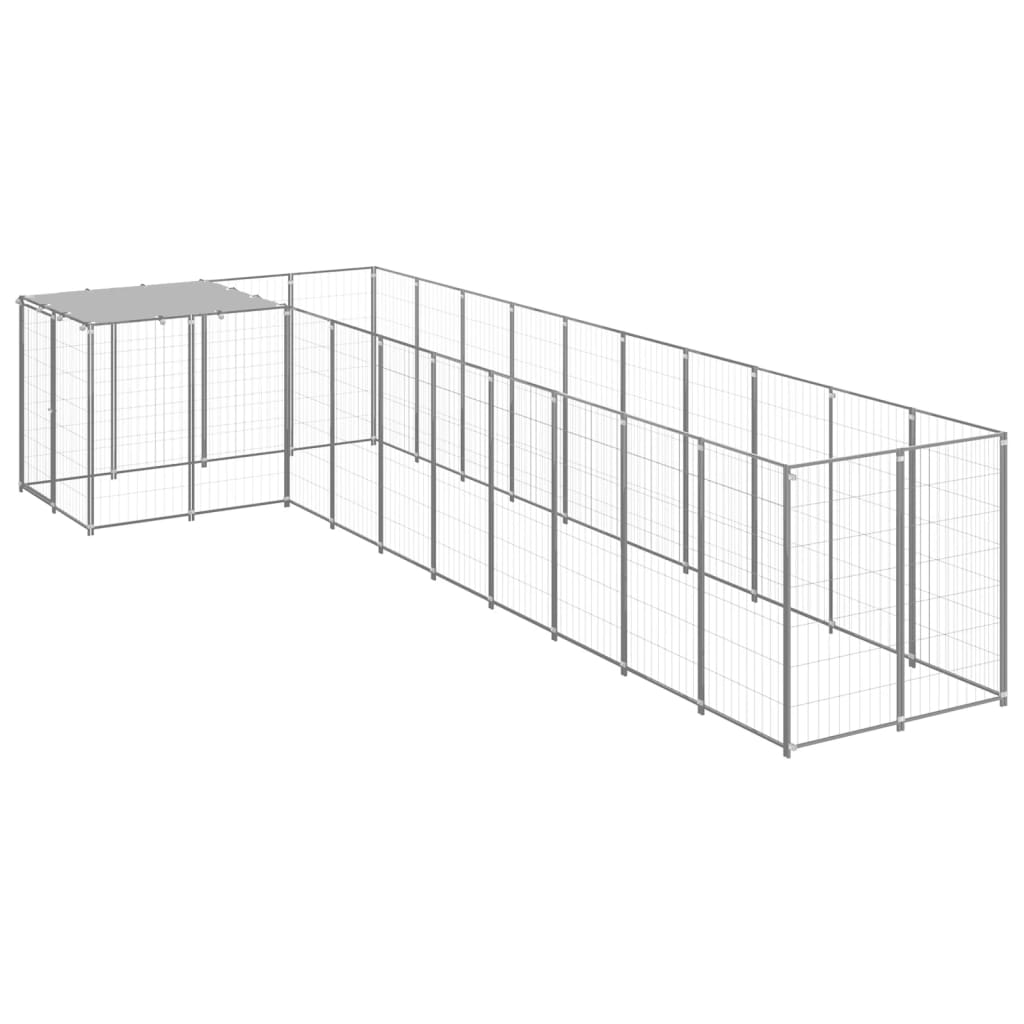 Dog Kennel Silver 7.26 m2 Steel - Sid & Sam