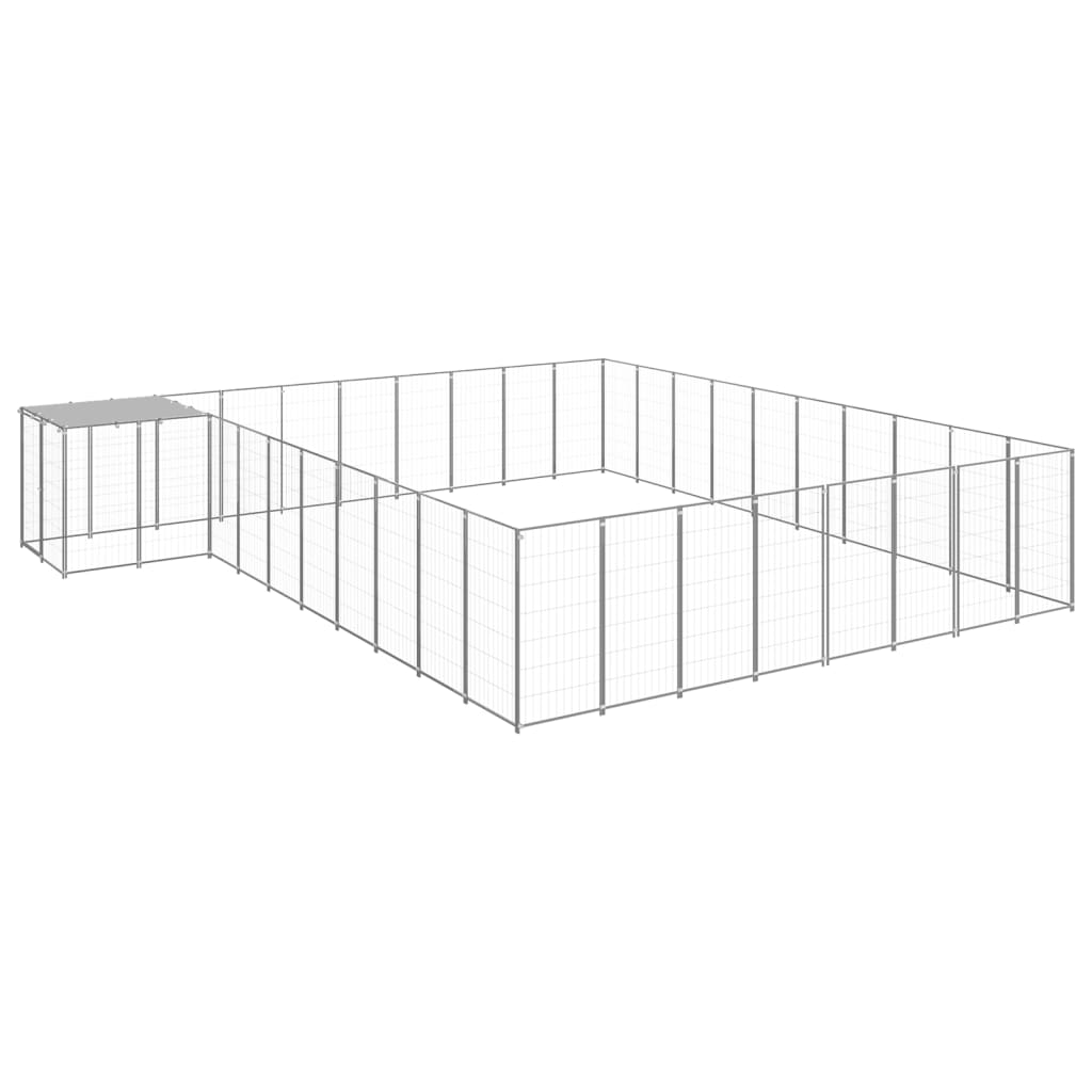 Dog Kennel Silver 25.41 m2 Steel - All Things Good