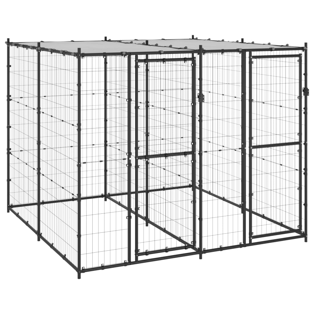 Outdoor Dog Kennel Steel with Roof 4.84 m2 - The Home Maker