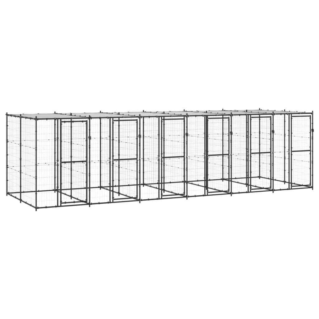 Outdoor Dog Kennel Steel with Roof 14.52 mÂ² - Casper Homes