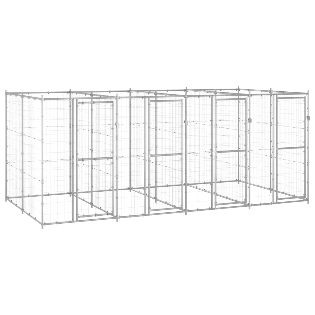 Outdoor Dog Kennel Galvanised Steel 9.68 m2 - Direct Imports
