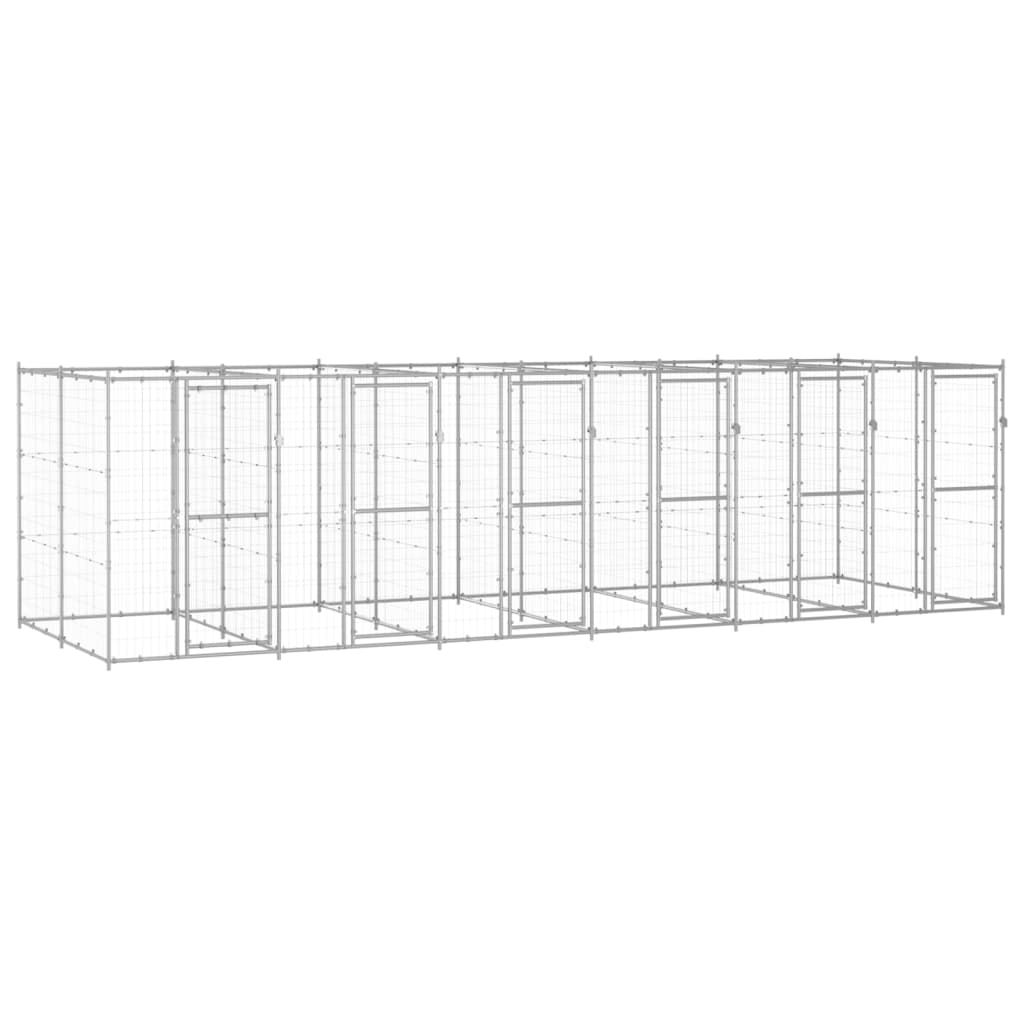 Outdoor Dog Kennel Galvanised Steel 14.52 m2 - Direct Imports