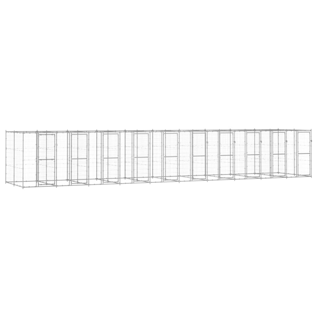 Outdoor Dog Kennel Galvanised Steel 24.2 m2 - All Things Good