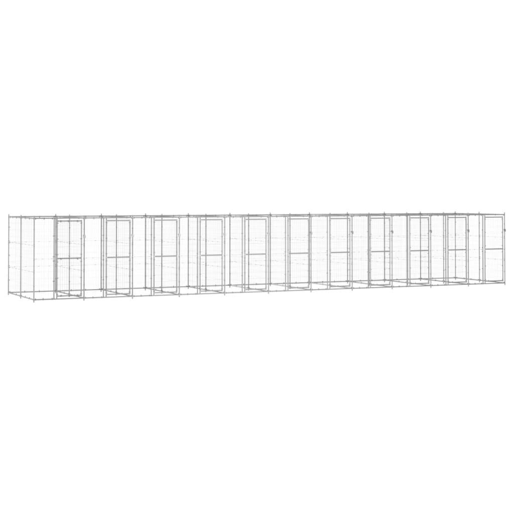 Outdoor Dog Kennel Galvanised Steel 26.62 m2 - Discount Dealers