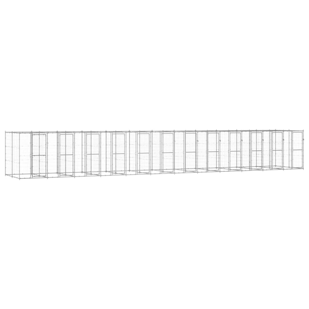 Outdoor Dog Kennel Galvanised Steel 29.04 m2 - Direct Imports