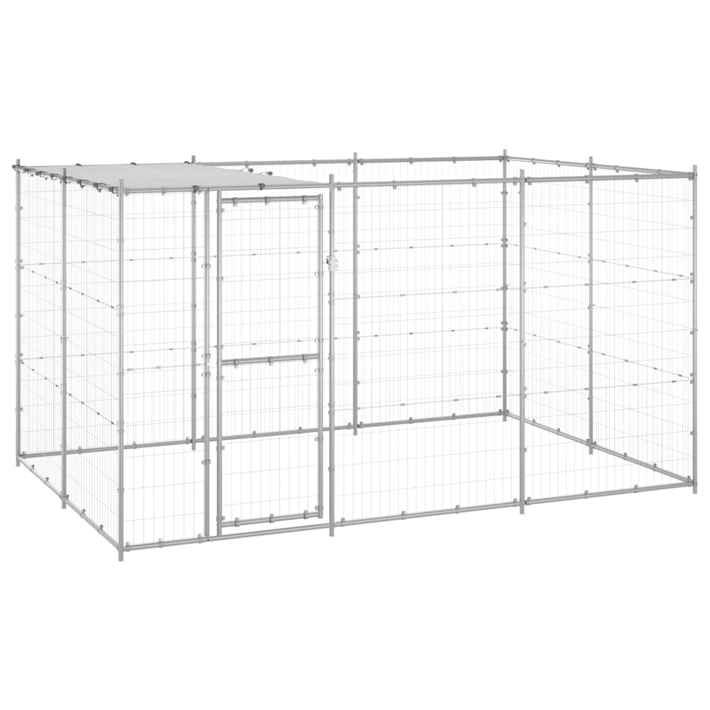 Outdoor Dog Kennel Galvanised Steel with Roof 7.26 m2 - Millennium Furniture