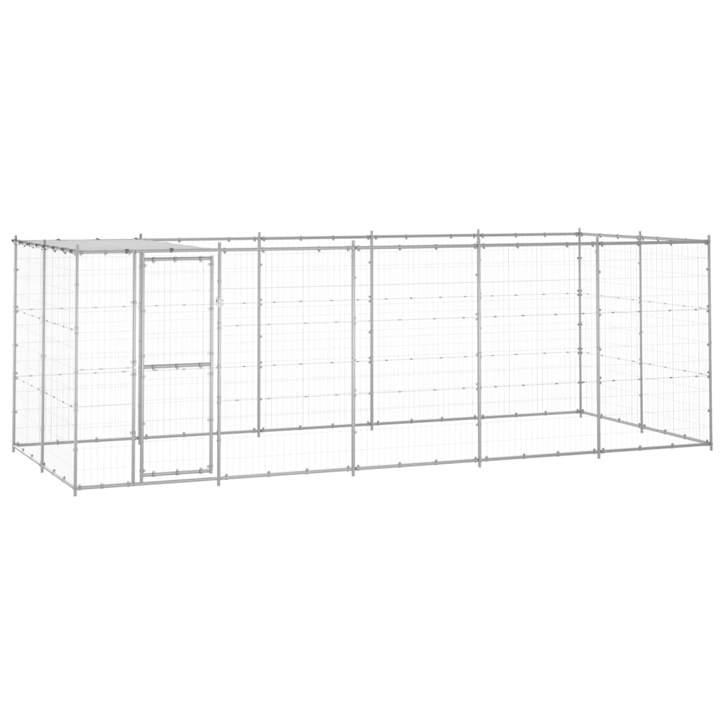 Outdoor Dog Kennel Galvanised Steel with Roof 12.1 m2 - Casper Homes