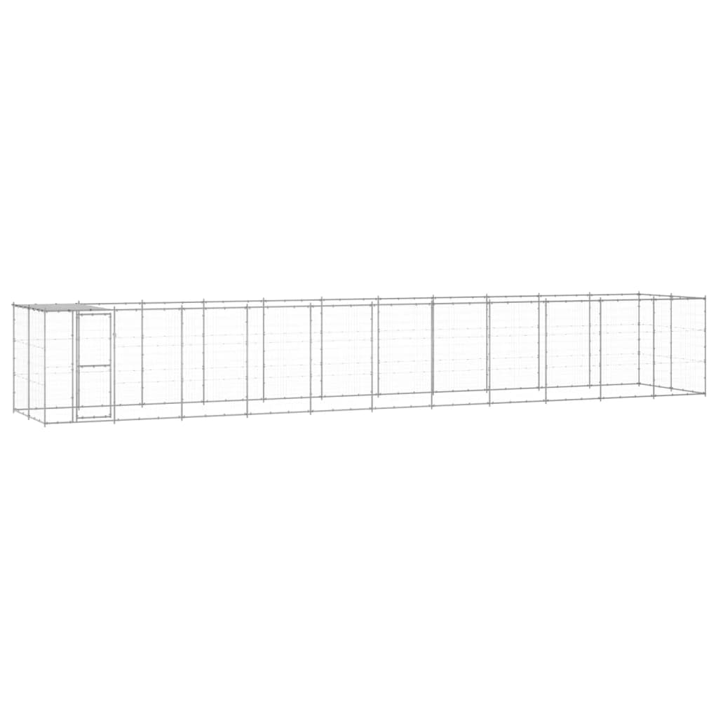 Outdoor Dog Kennel Galvanised Steel with Roof 26.62 m2 - The Home Maker