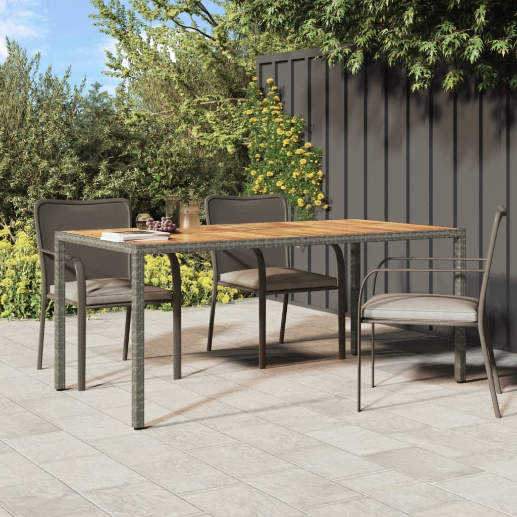 Garden Table 190x90x75 cm Poly Rattan and Acacia Wood Grey - Millennium Furniture