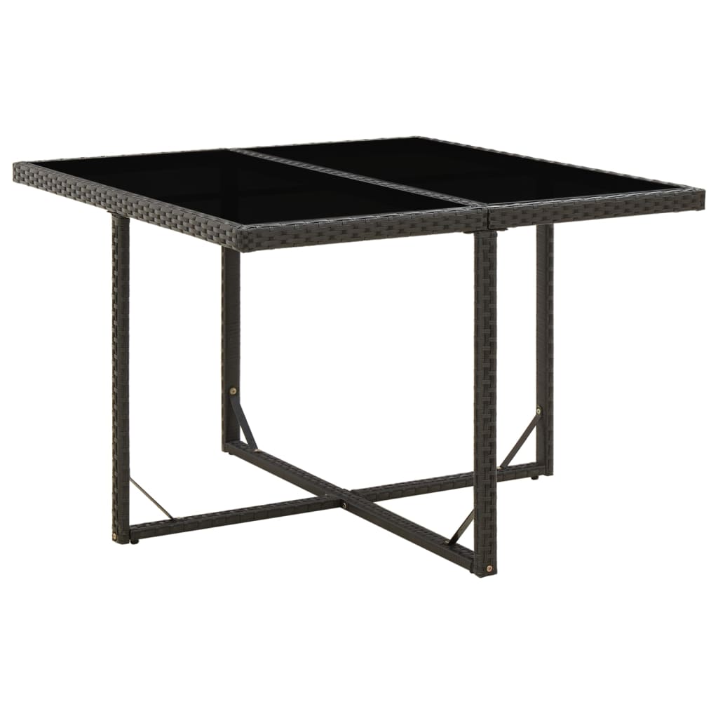 Garden Table Black 109x107x74 cm Poly Rattan and Glass - Sid & Sam