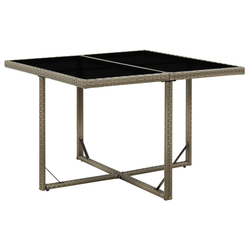 Garden Table Grey 109x107x74 cm Poly Rattan and Glass - Tyrell & Tyrell