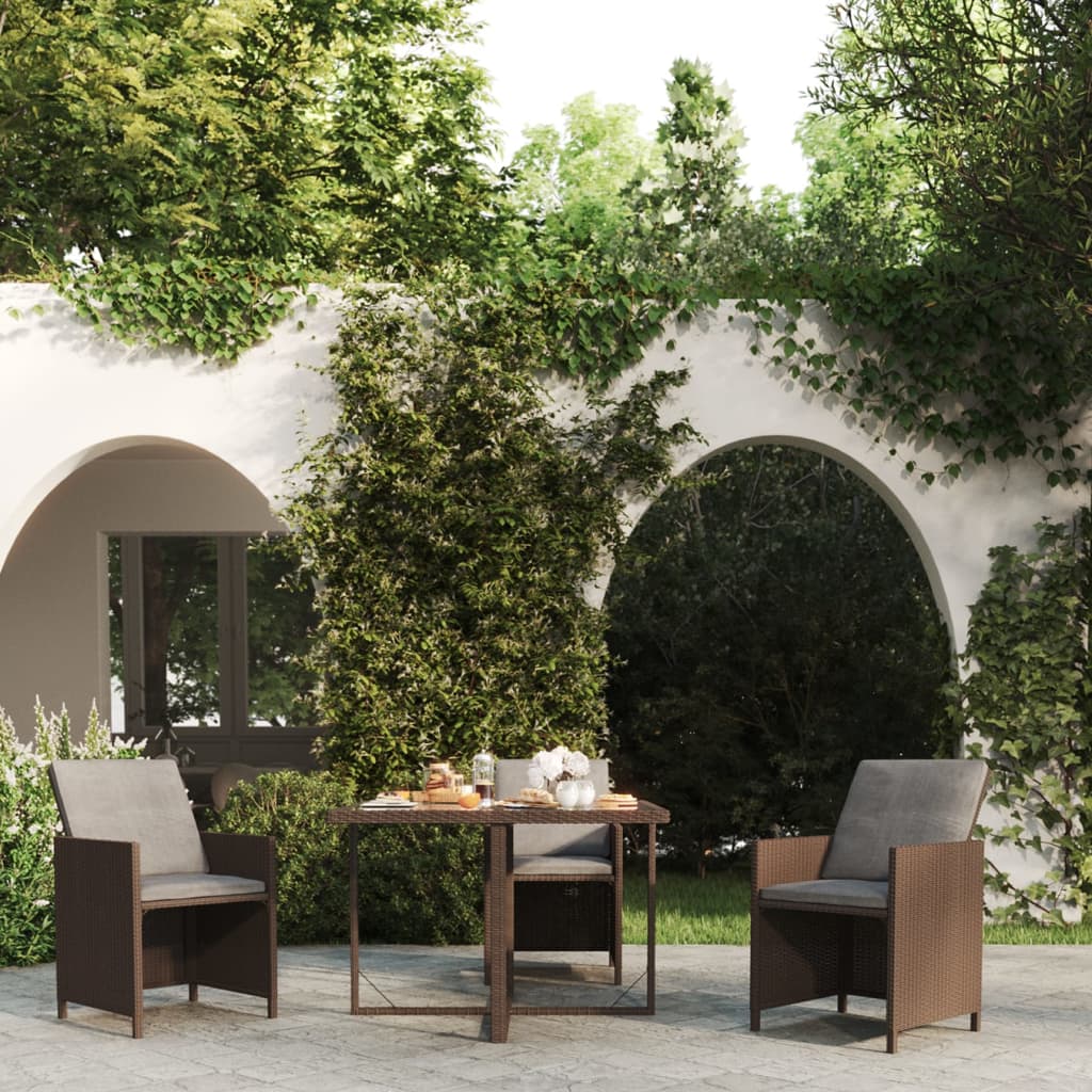 Garden Table Brown 109x107x74 cm Poly Rattan and Glass - Design Hut