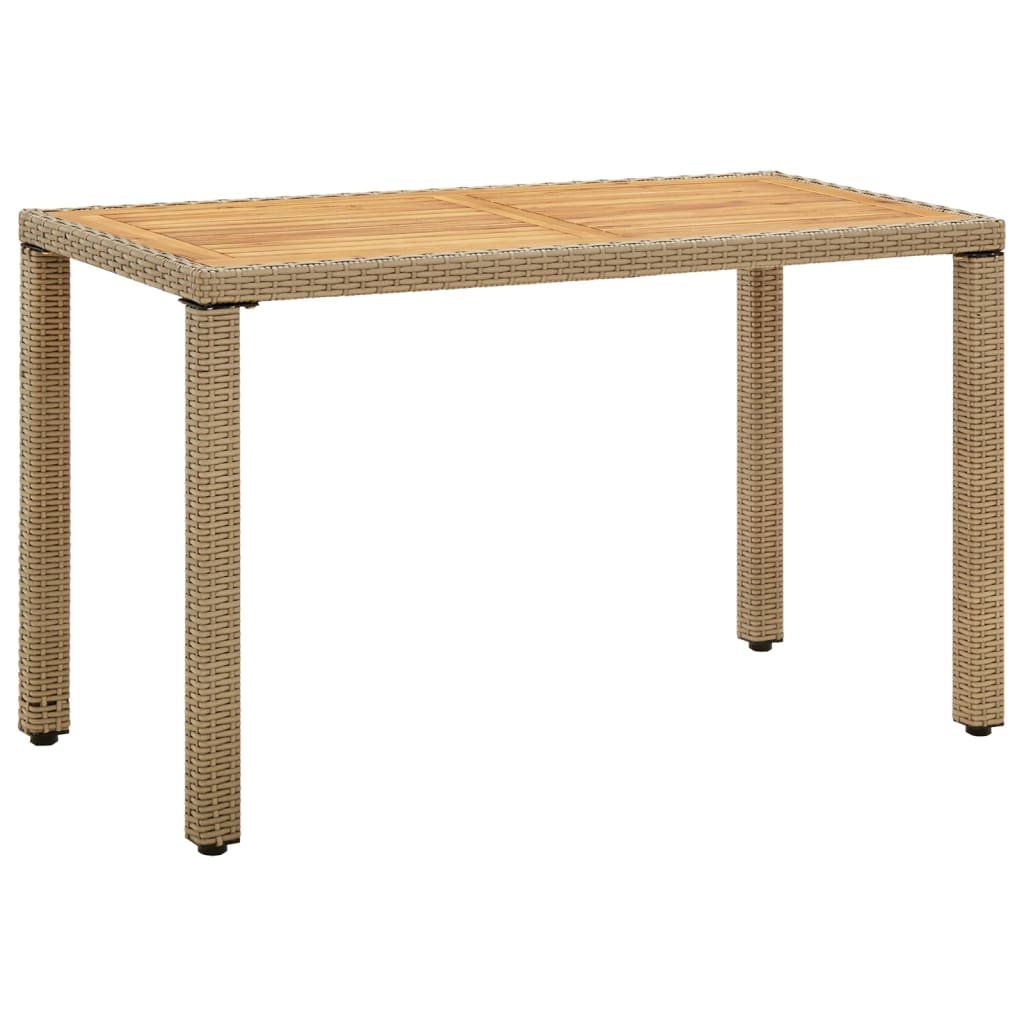 Garden Table Beige 123x60x74 cm Poly Rattan&Solid Wood Acacia - Design Hut