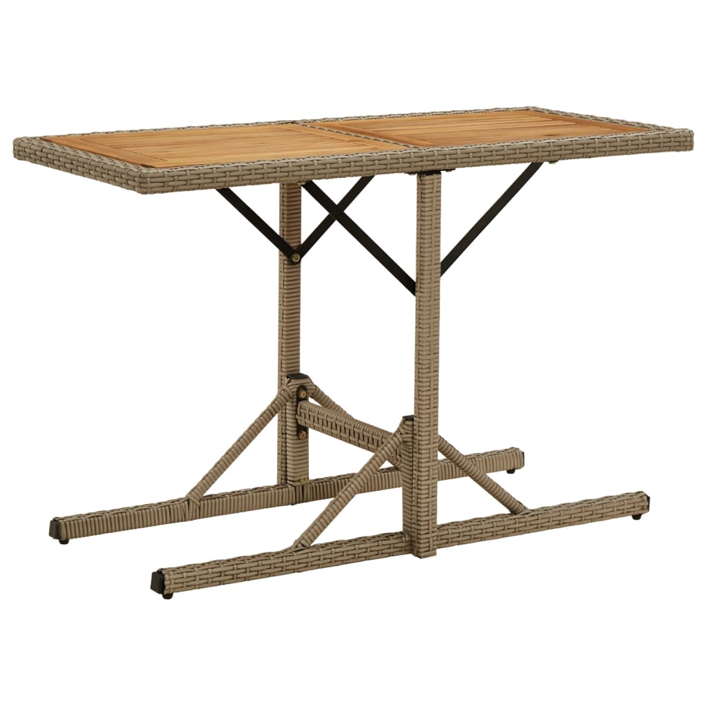Garden Table Beige Solid Wood Acacia and Poly Rattan - Unbeatable Bargains
