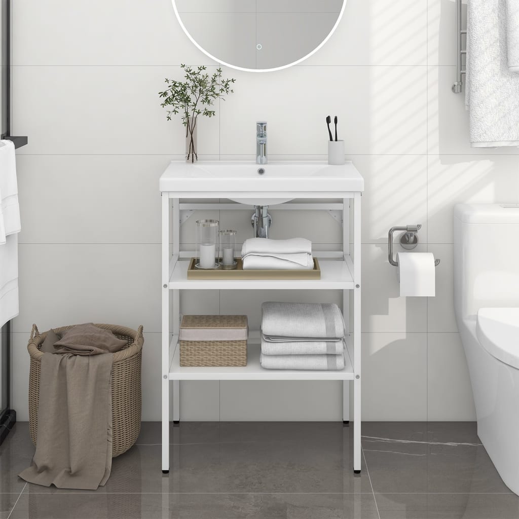 Bathroom Washbasin Frame White 59x38x83 cm Iron - Tyrell & Tyrell