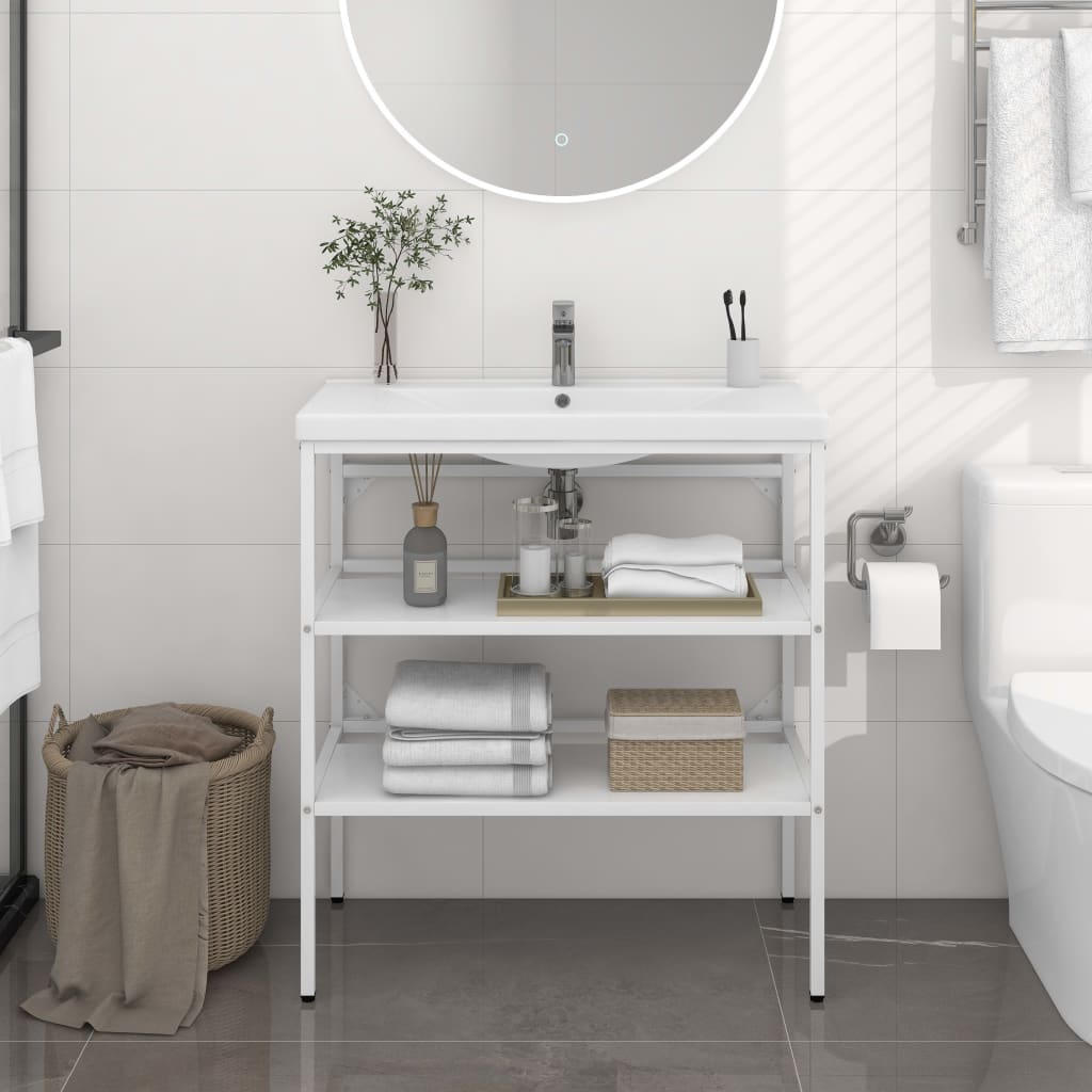 Bathroom Washbasin Frame White 79x38x83 cm Iron - Sid & Sam