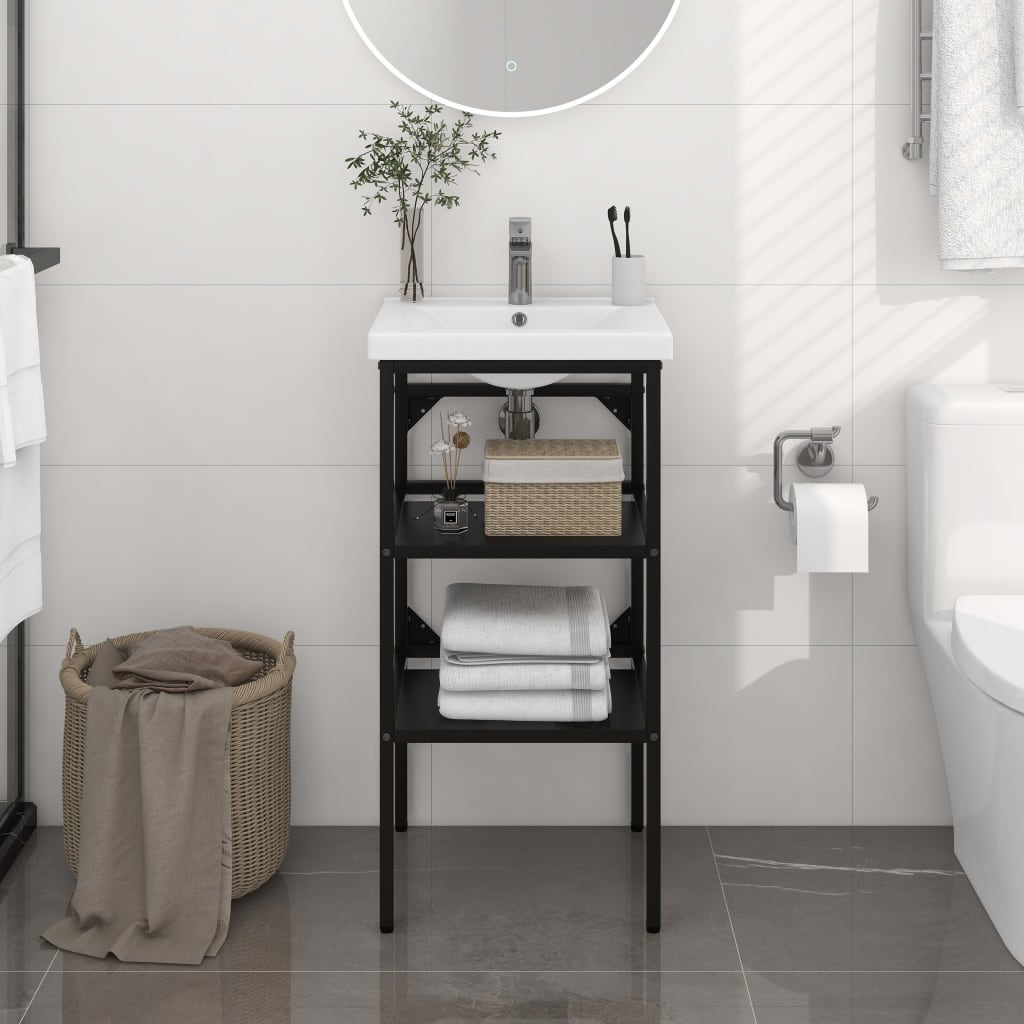Bathroom Washbasin Frame Black 40x38x83 cm Iron - Decor Base