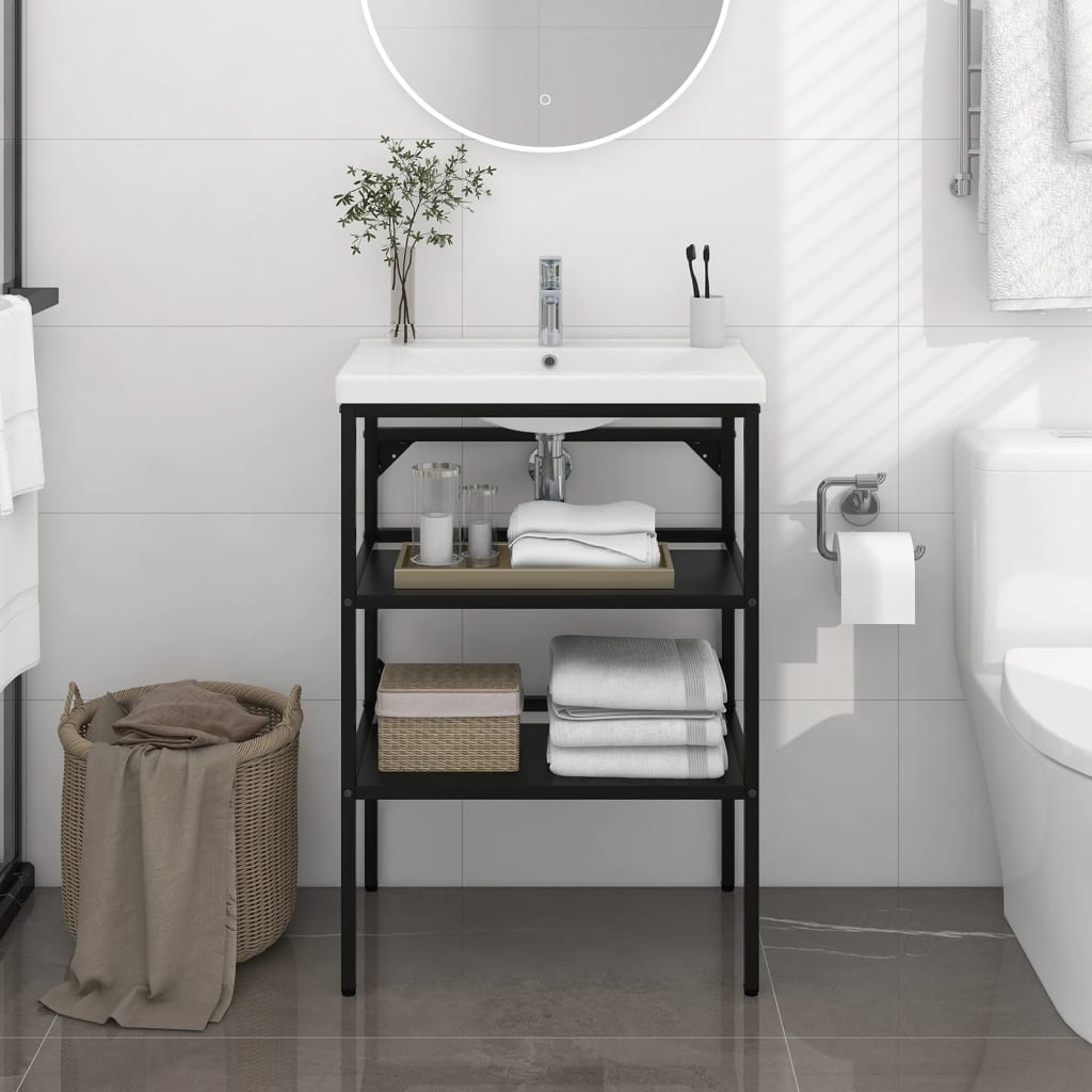 Bathroom Washbasin Frame Black 59x38x83 cm Iron - Direct Imports