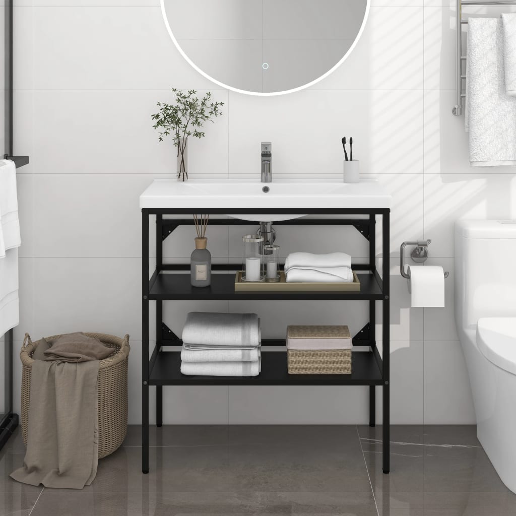 Bathroom Washbasin Frame Black 79x38x83 cm Iron - Casper Homes