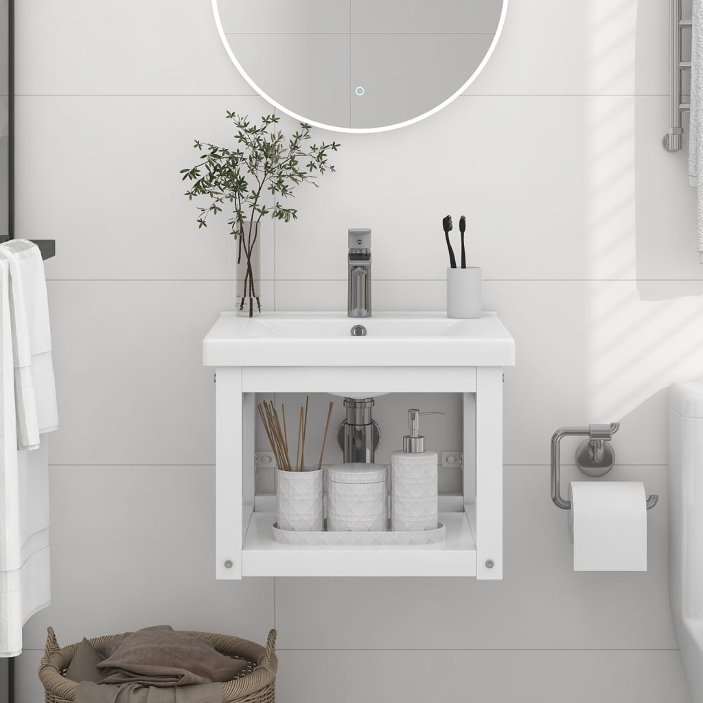 Wall-mounted Bathroom Washbasin Frame White 40x38x31 cm Iron - All Things Good