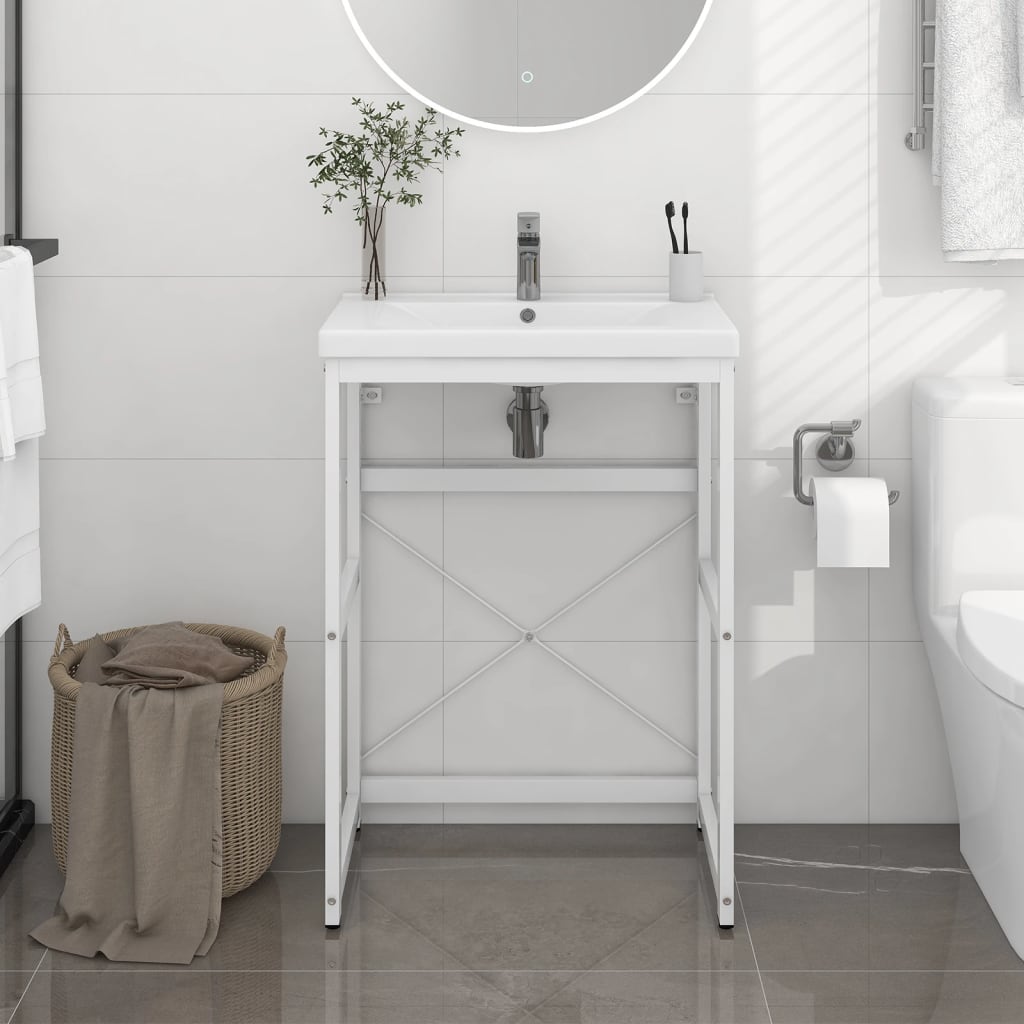 Bathroom Washbasin Frame White 59x38x83 cm Iron - Millennium Furniture