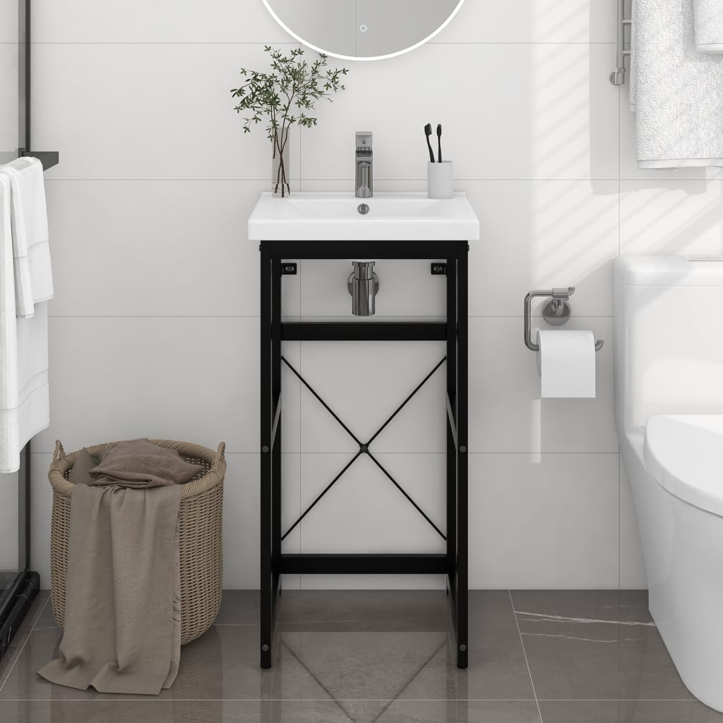 Bathroom Washbasin Frame Black 40x38x83 cm Iron - All Things Good